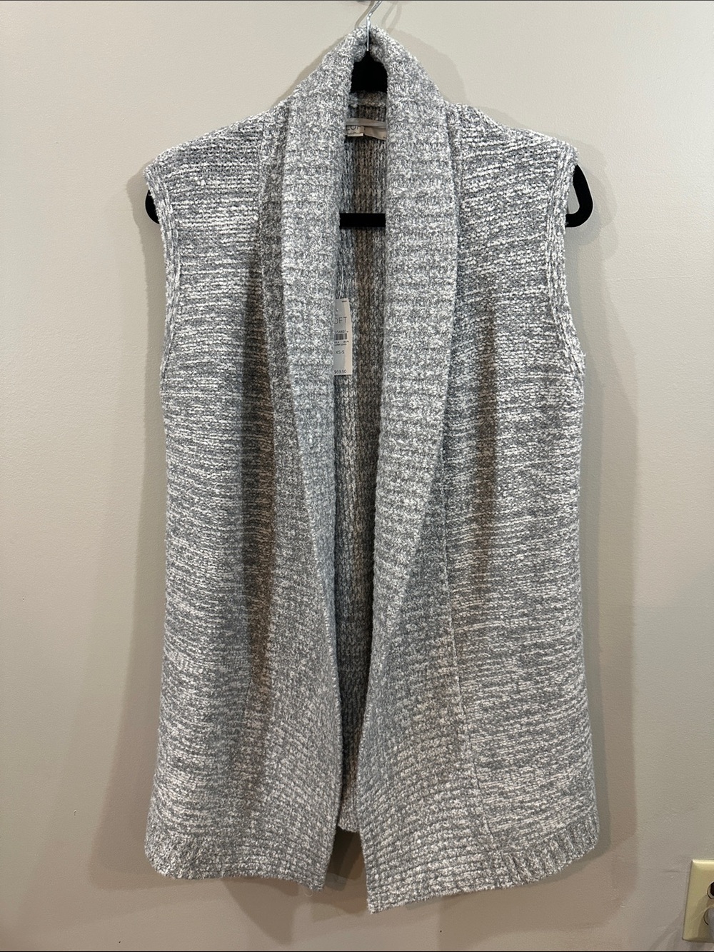 NWT LOFT Gray Sleeveless Open-Front Knit Vest
